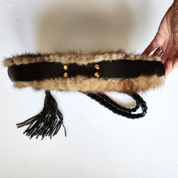 Paolo Masi Mink Fur & Leather Handbag Shoulder Bag Made in Italy EUC - Picture 8 of 12